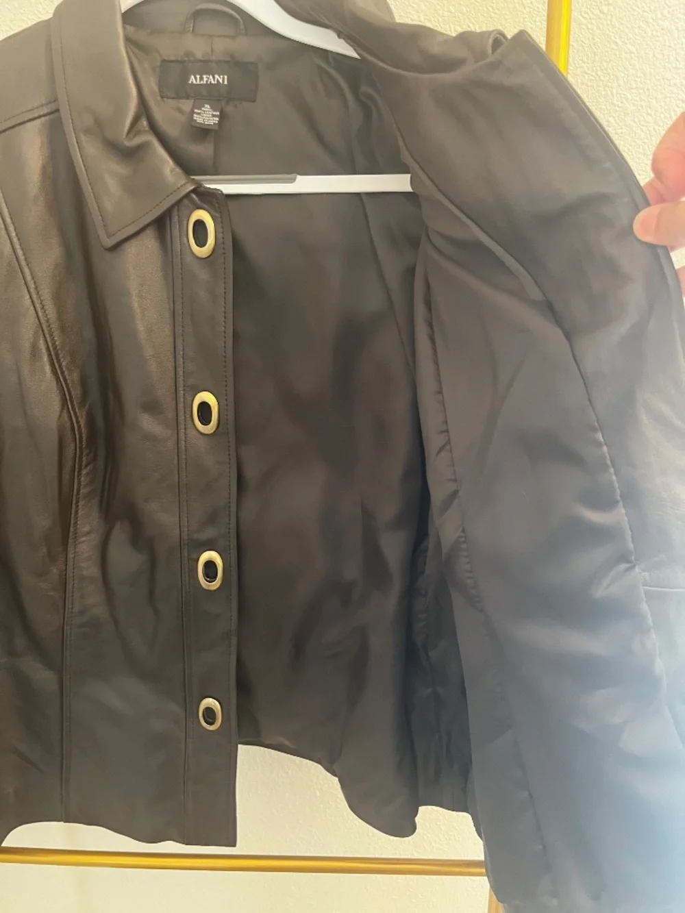 NWT Alfani Dark Brown Leather Jacket Womens XL - Picture 6 of 6
